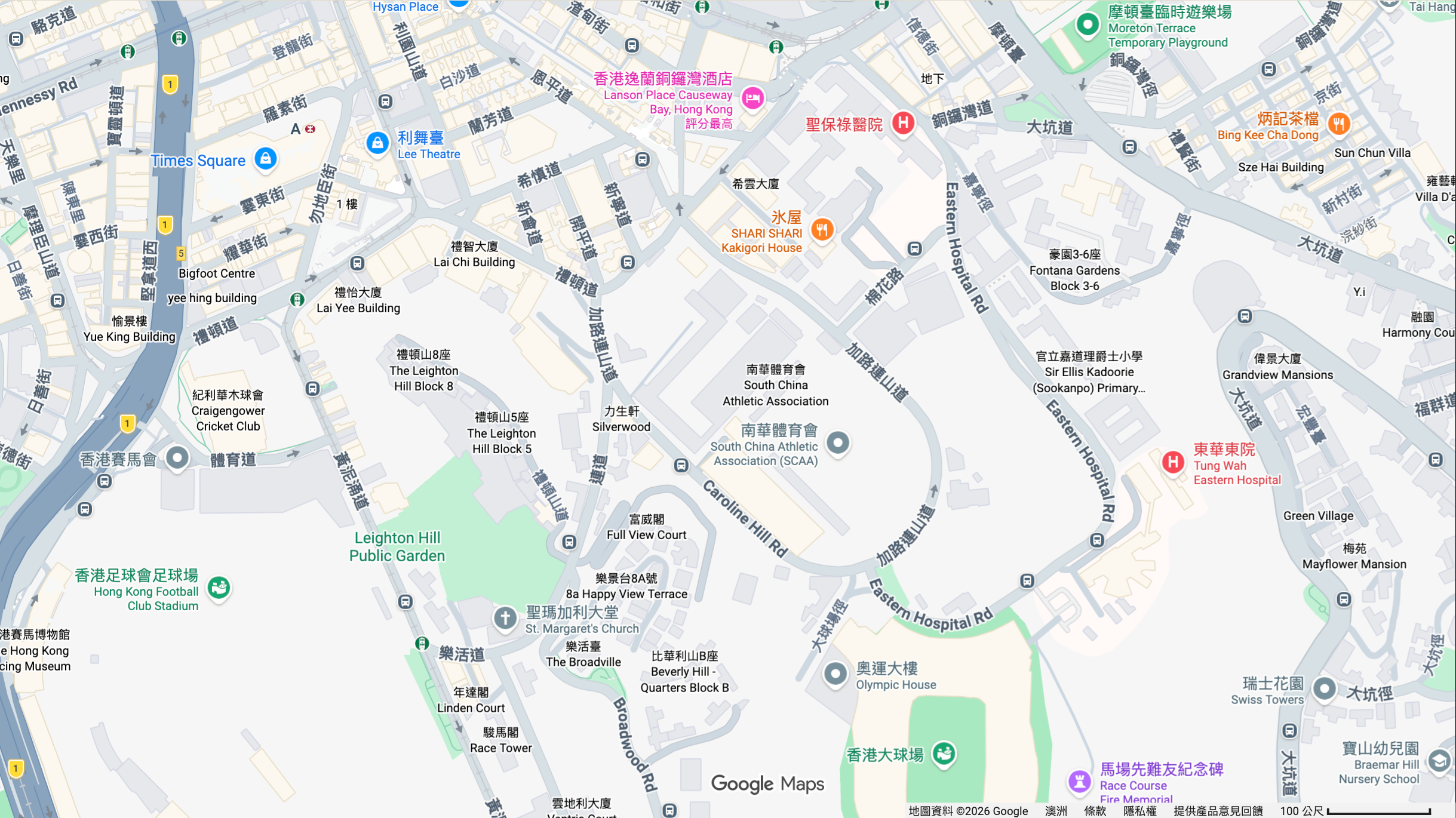 Google Maps · 香港大球場周邊